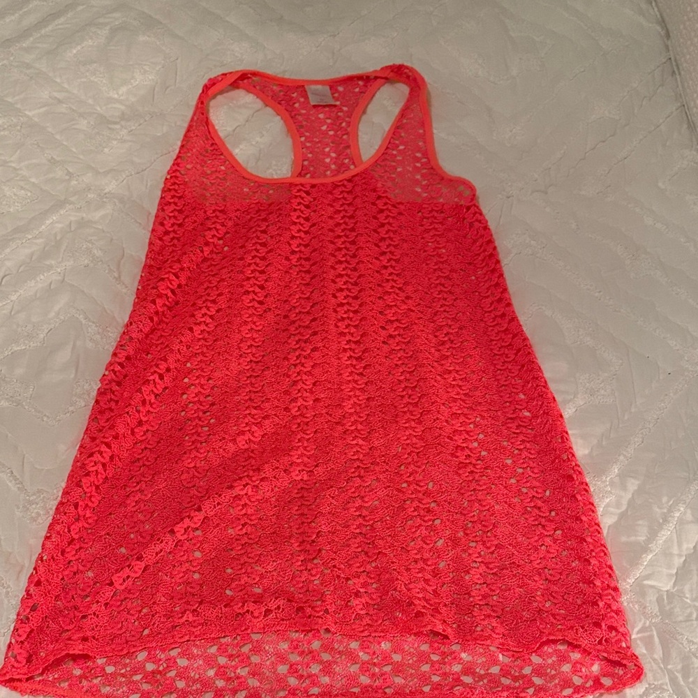 Xhilaration Coral Crochet Swimsuit Coverup